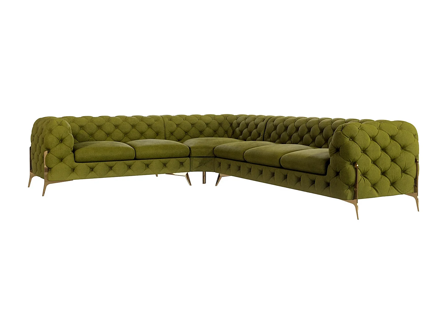 Ecksofa Chesterfield Ulysses mit Goldene Metall Füßen