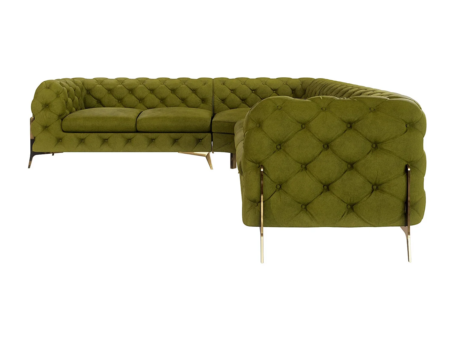 Ecksofa Chesterfield Ulysses mit Goldene Metall Füßen
