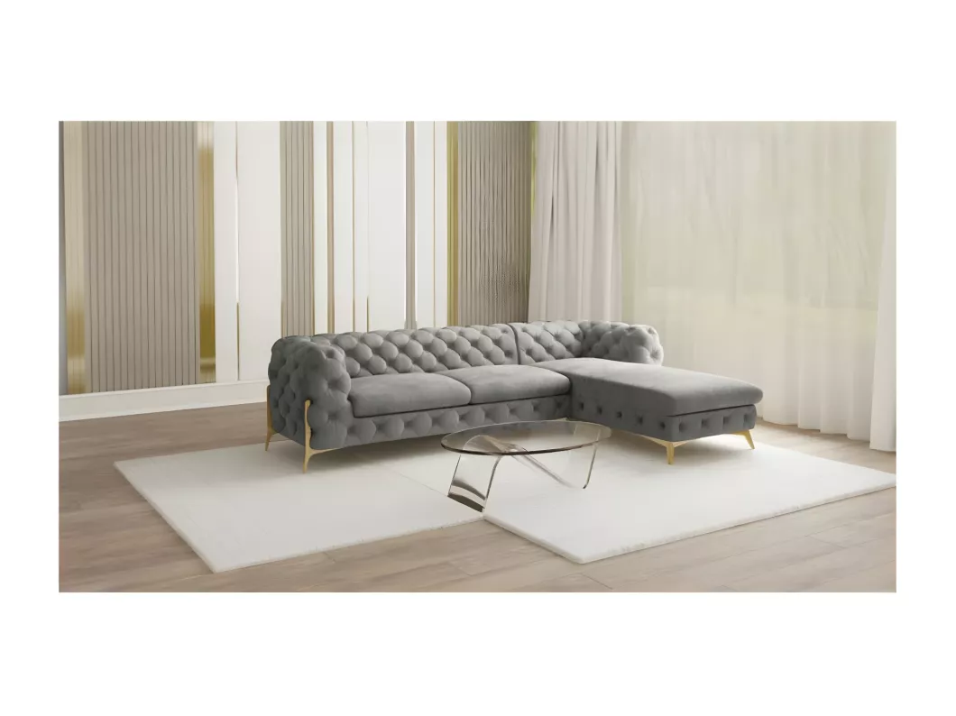 Kauf Unique Ecksofa mit Ottomane Chesterfield Ulysses mit Goldene Metall Füßen