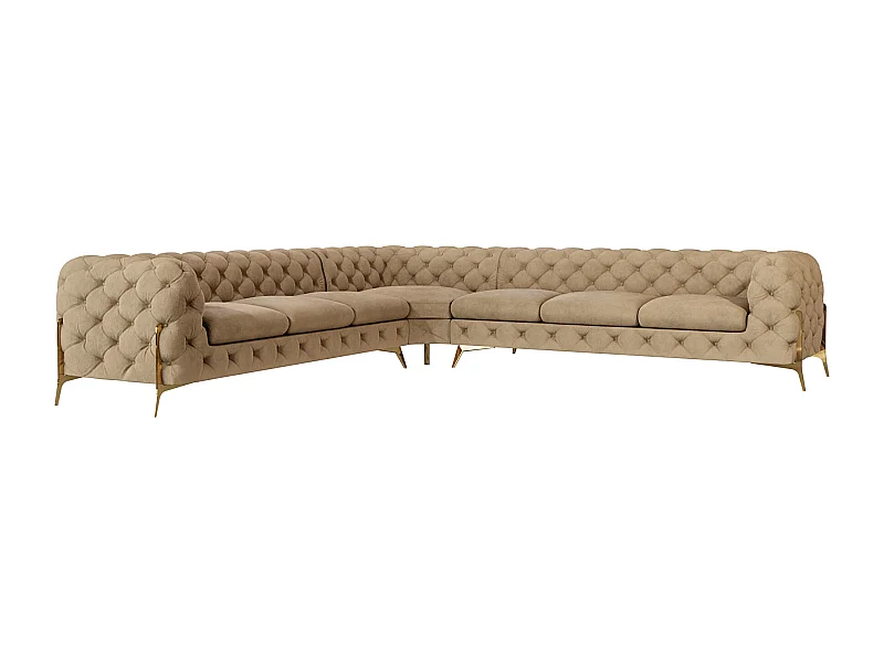 Ecksofa Chesterfield Ulysses mit Goldene Metall Füßen