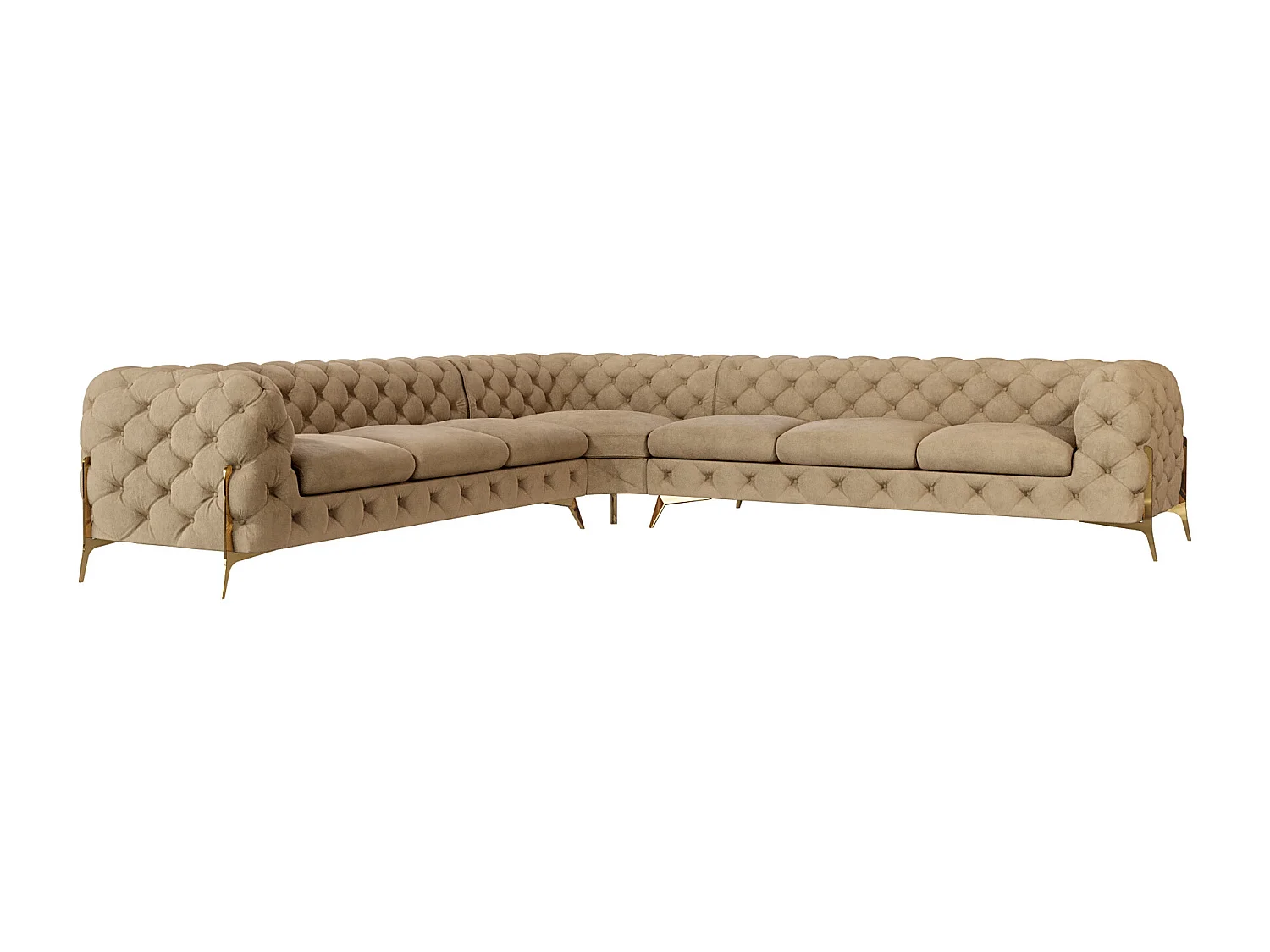 Ecksofa Chesterfield Ulysses mit Goldene Metall Füßen