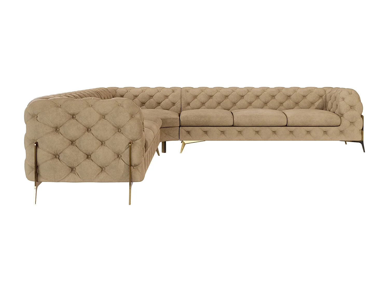 Ecksofa Chesterfield Ulysses mit Goldene Metall Füßen