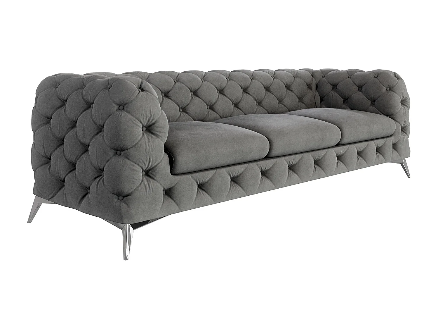 Celeste 3-Sitzer Chesterfield Sofa mit Silber Metall Füßen
