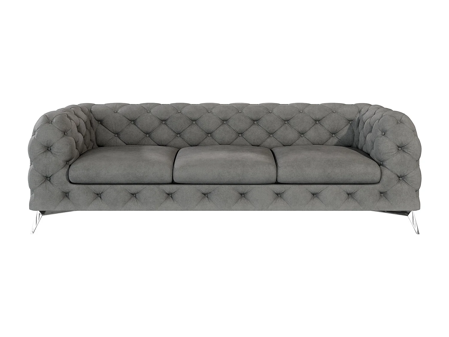 Celeste 3-Sitzer Chesterfield Sofa mit Silber Metall Füßen