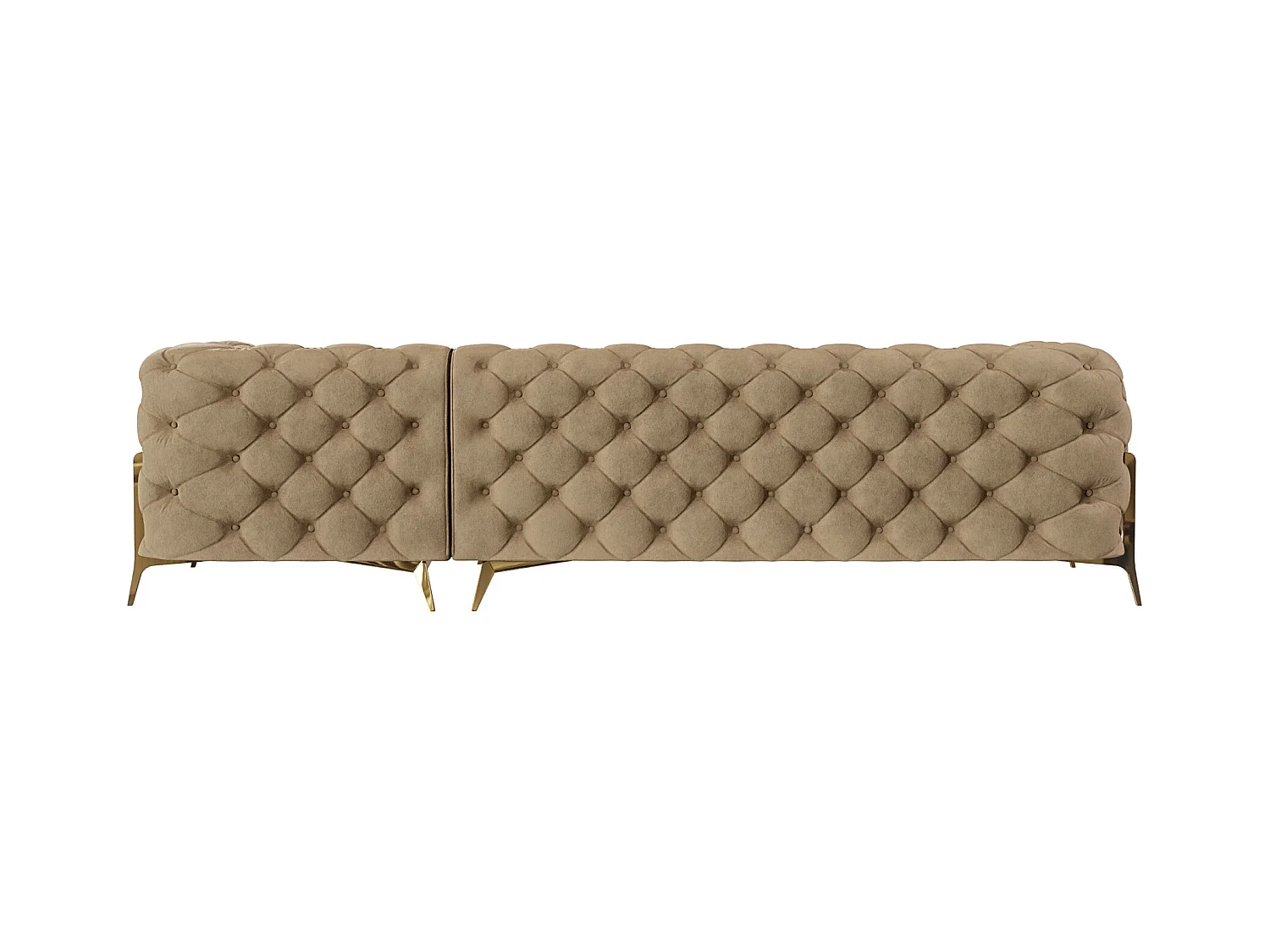 Ecksofa mit Ottomane Chesterfield Ulysses mit Goldene Metall Füßen