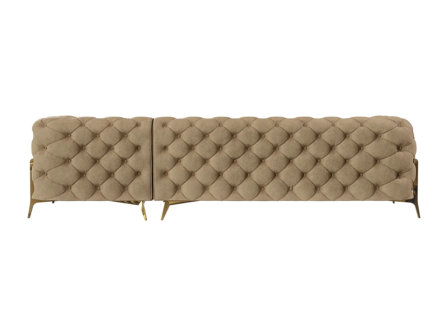 Ecksofa mit Ottomane Chesterfield Ulysses mit Goldene Metall Füßen