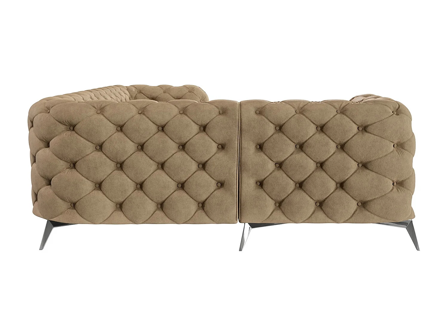 Ecksofa mit Ottomane Chesterfield Celeste mit Silber Metall Füßen