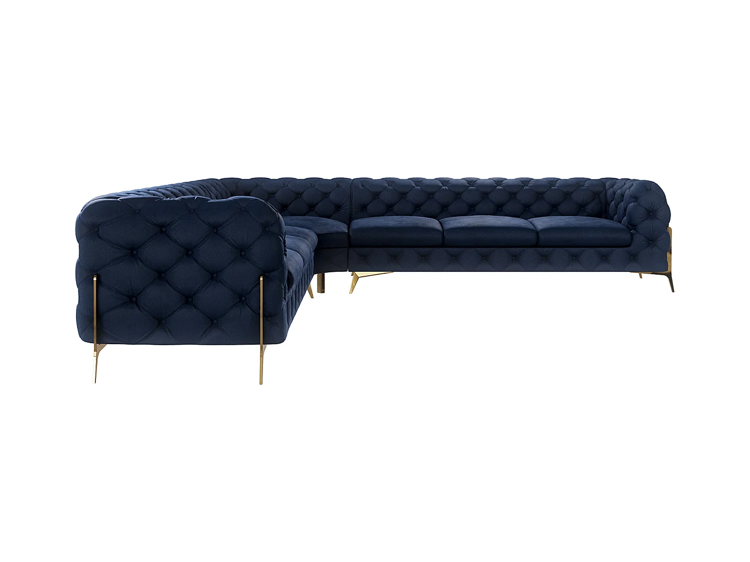 Ecksofa Chesterfield Ulysses mit Goldene Metall Füßen