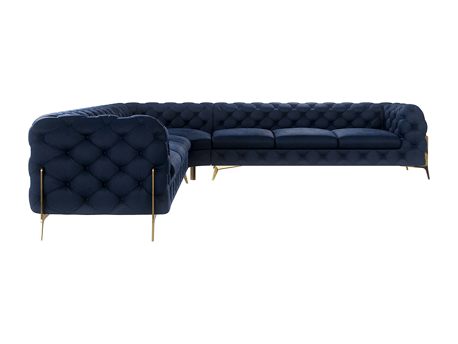 Ecksofa Chesterfield Ulysses mit Goldene Metall Füßen