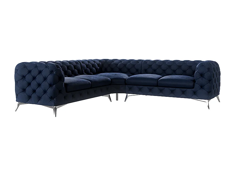 Ecksofa Chesterfield Celeste mit Silber Metall Füßen