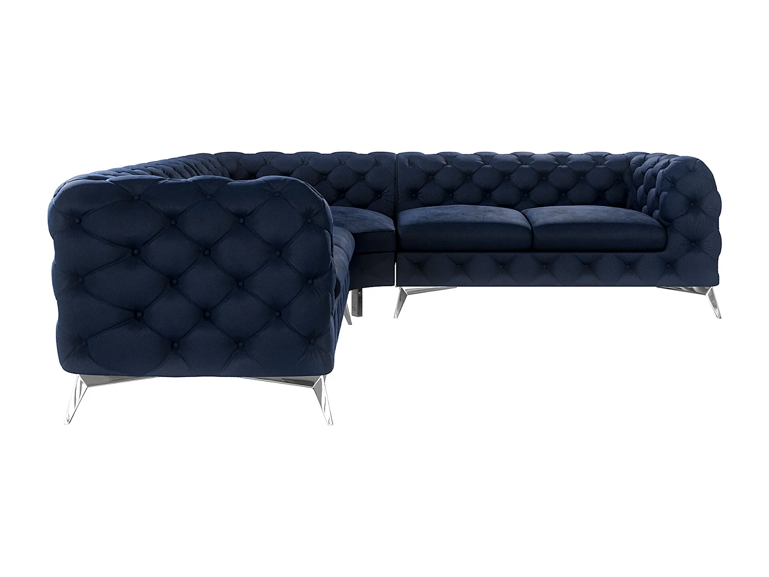 Ecksofa Chesterfield Celeste mit Silber Metall Füßen