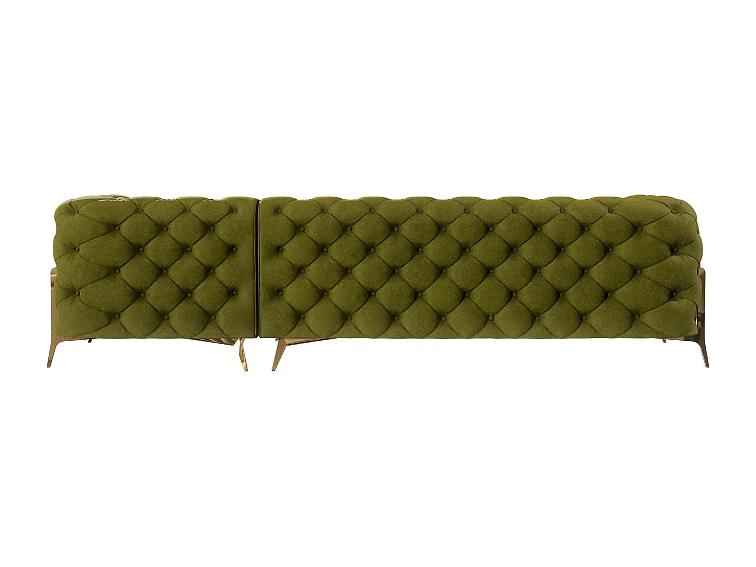 Ecksofa mit Ottomane Chesterfield Ulysses mit Goldene Metall Füßen