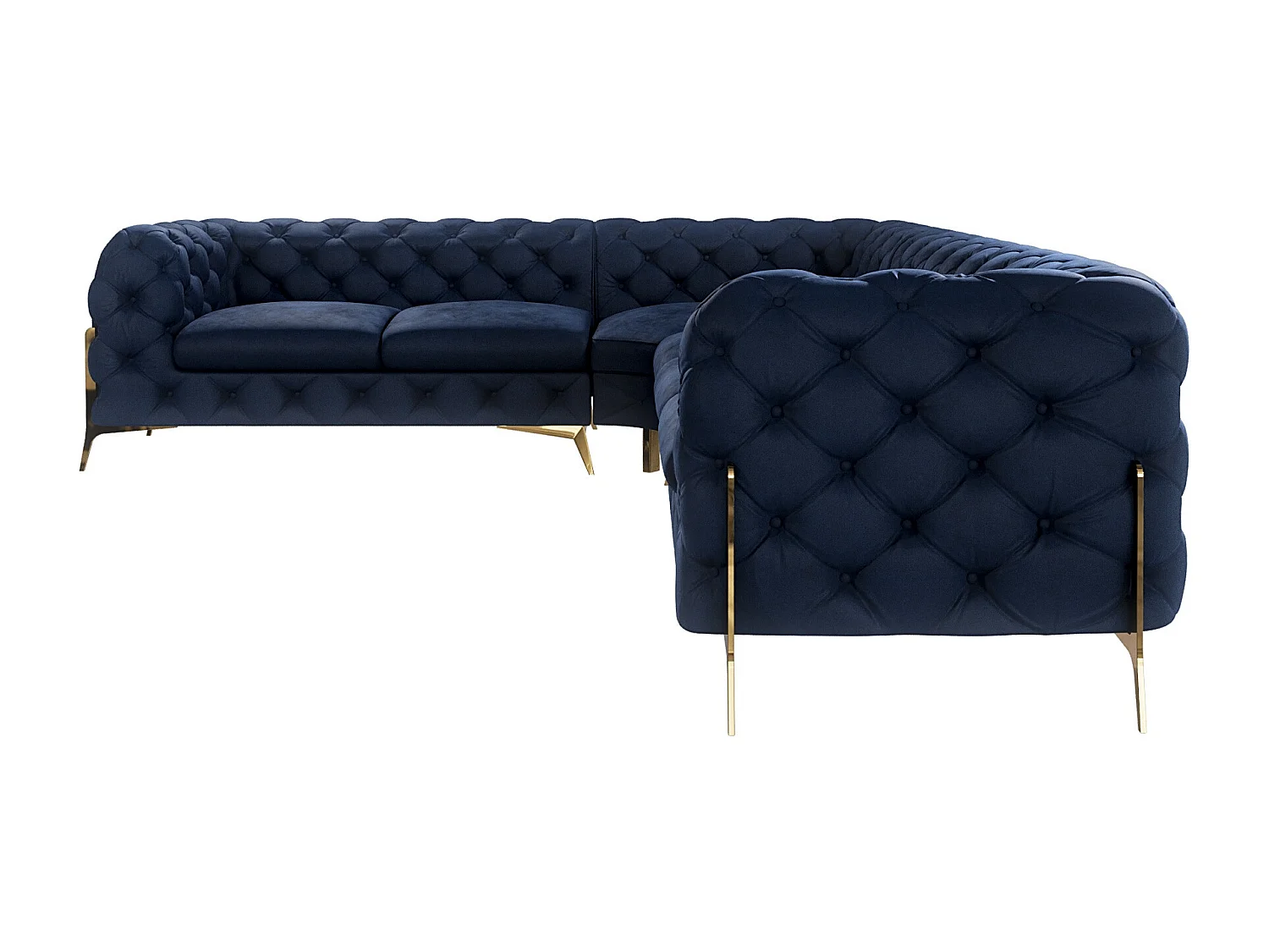 Ecksofa Chesterfield Ulysses mit Goldene Metall Füßen
