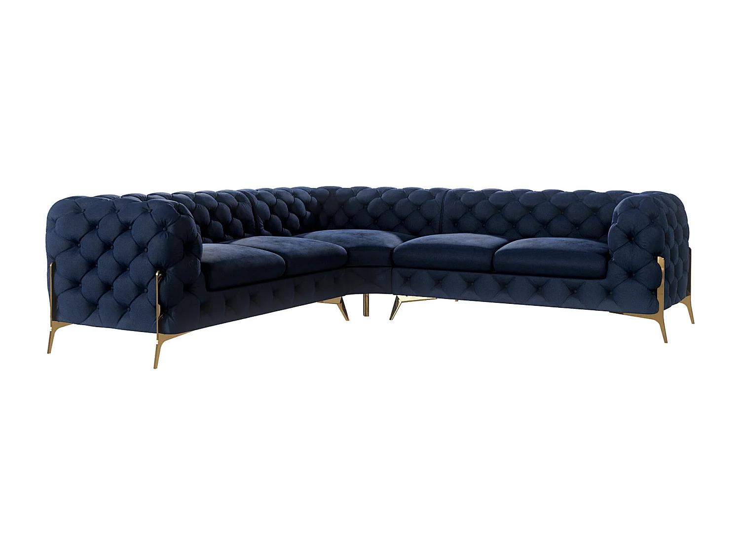 Ecksofa Chesterfield Ulysses mit Goldene Metall Füßen
