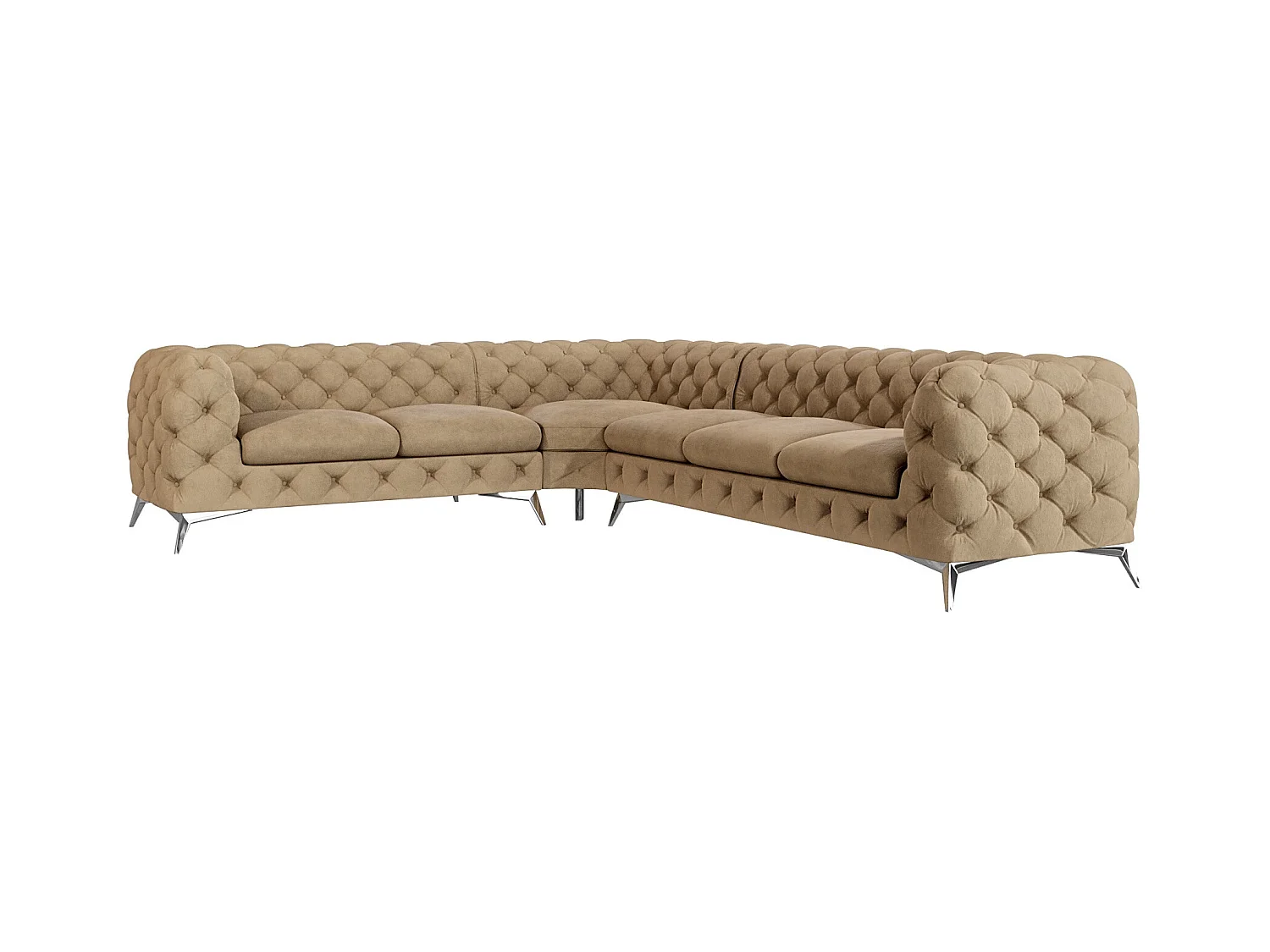 Ecksofa Chesterfield Celeste mit Silber Metall Füßen