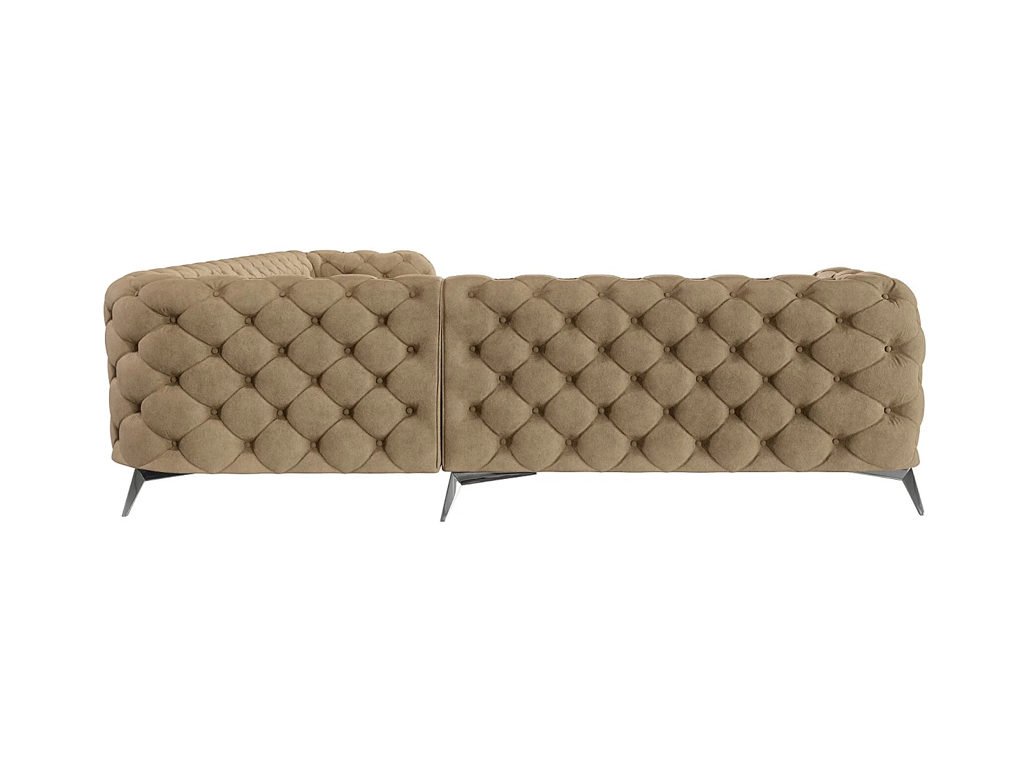 Ecksofa Chesterfield Celeste mit Silber Metall Füßen