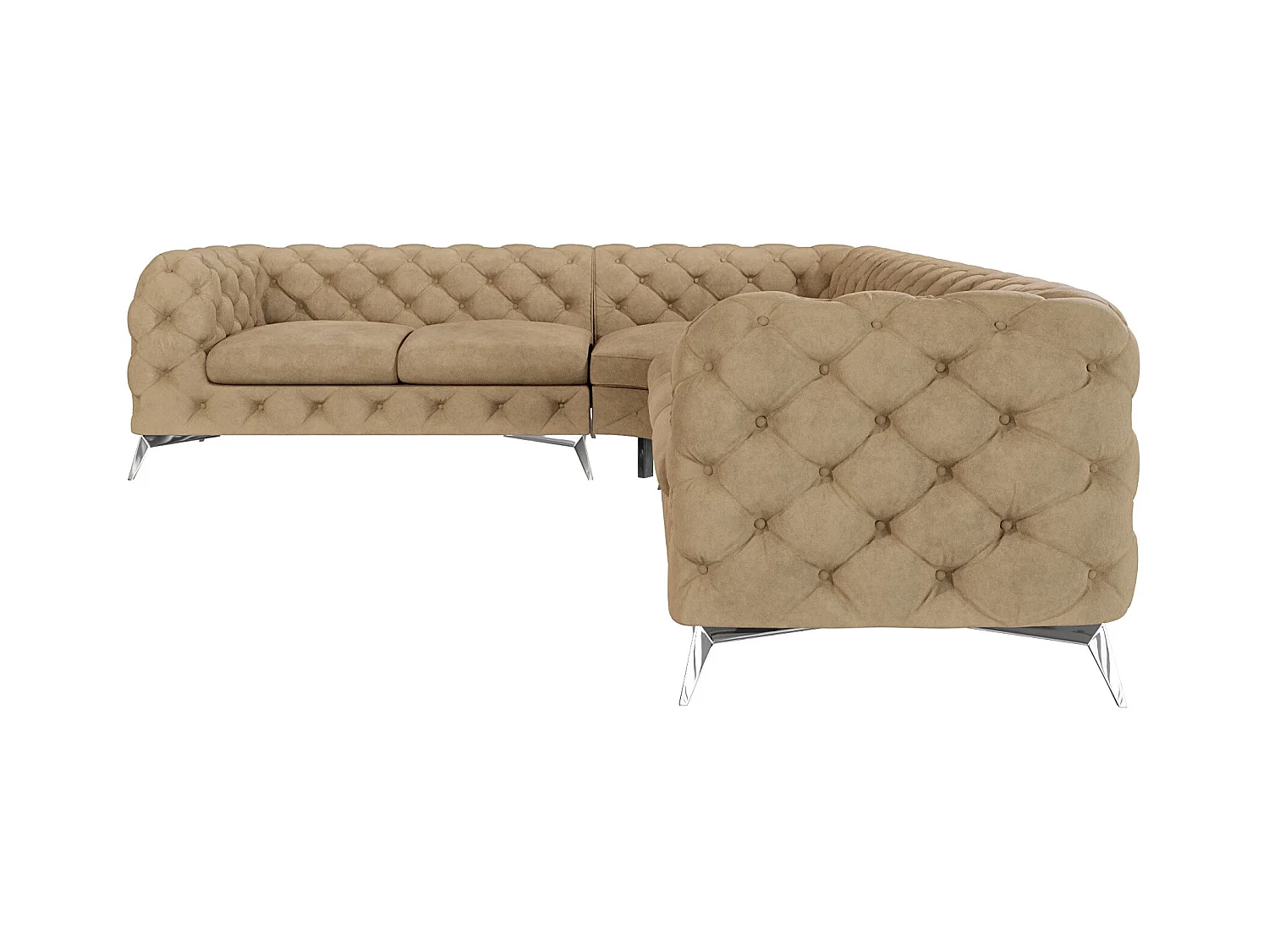 Ecksofa Chesterfield Celeste mit Silber Metall Füßen