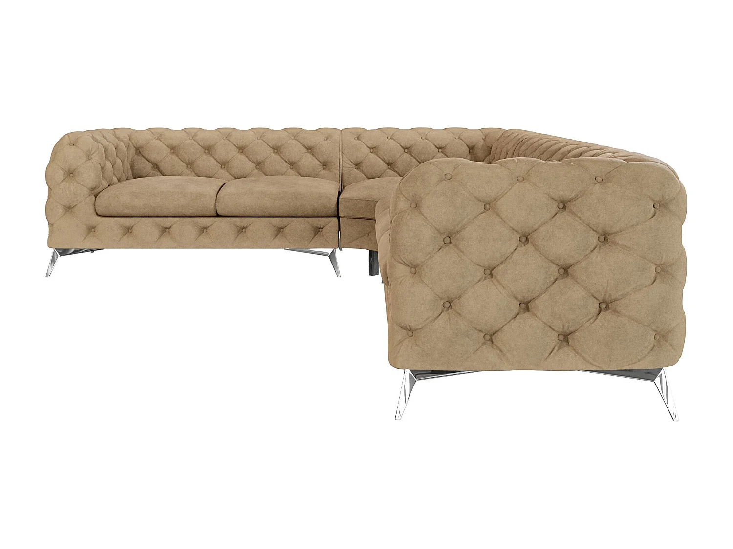 Ecksofa Chesterfield Celeste mit Silber Metall Füßen