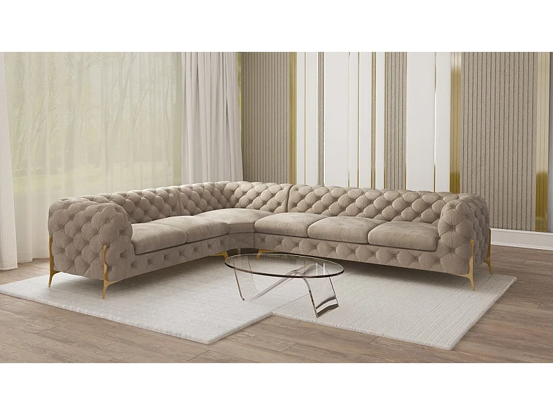 Ecksofa Chesterfield Ulysses mit Goldene Metall Füßen