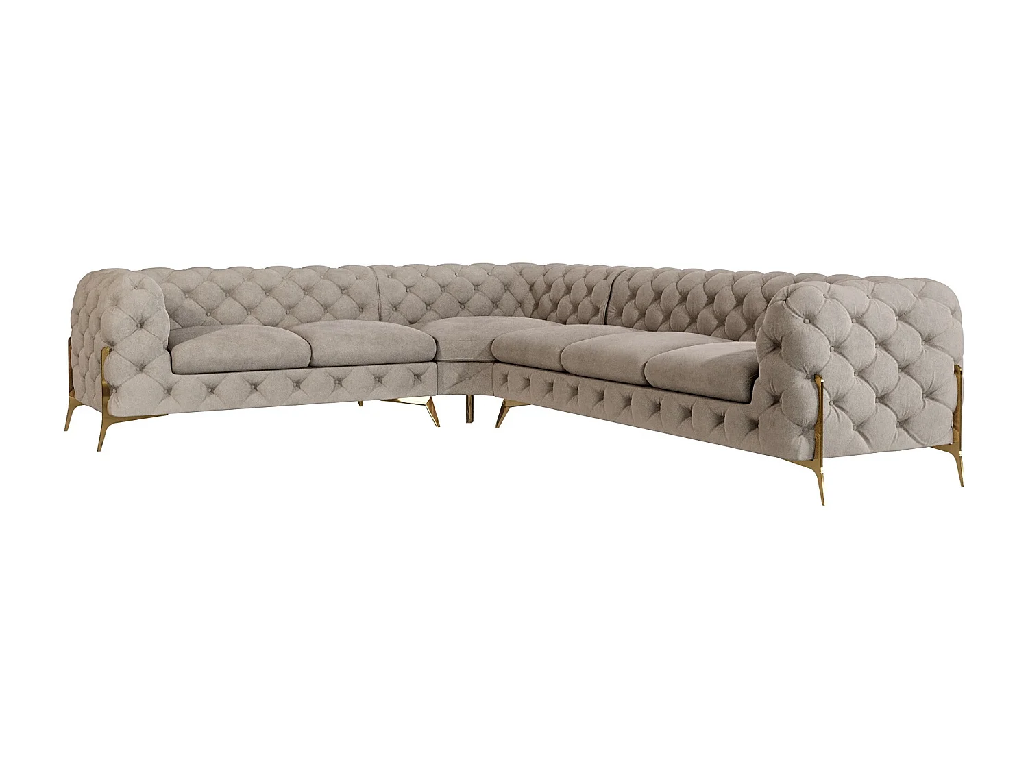 Ecksofa Chesterfield Ulysses mit Goldene Metall Füßen