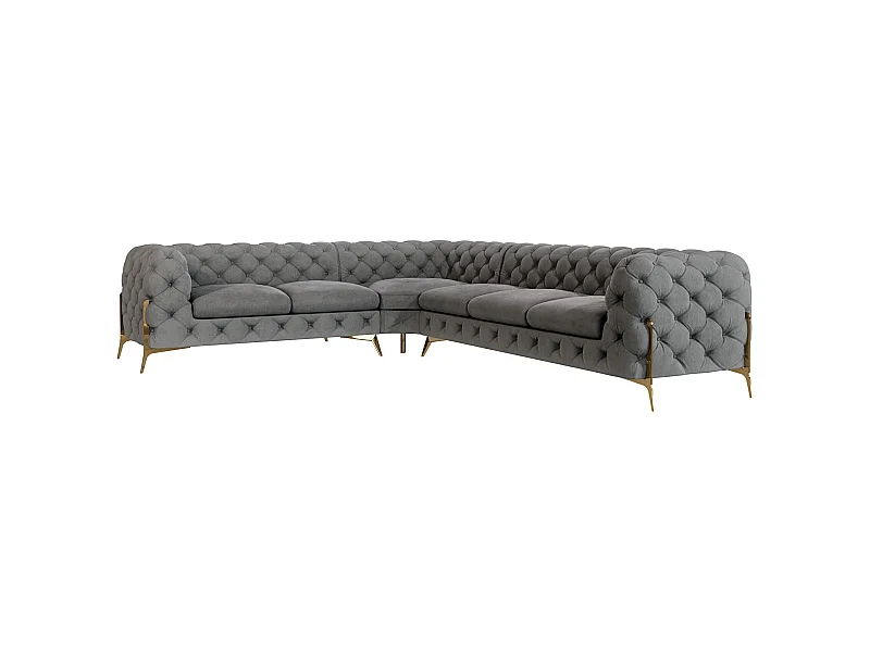 Ecksofa Chesterfield Ulysses mit Goldene Metall Füßen