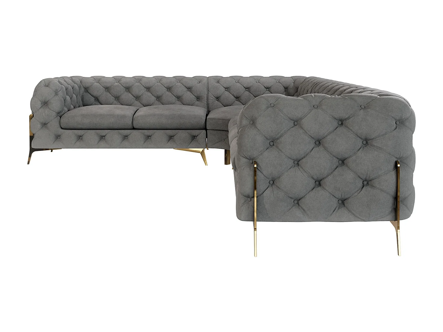 Ecksofa Chesterfield Ulysses mit Goldene Metall Füßen
