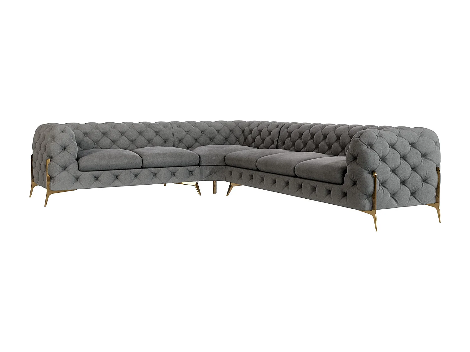 Ecksofa Chesterfield Ulysses mit Goldene Metall Füßen