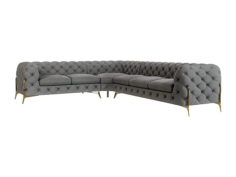 Ecksofa Chesterfield Ulysses mit Goldene Metall Füßen