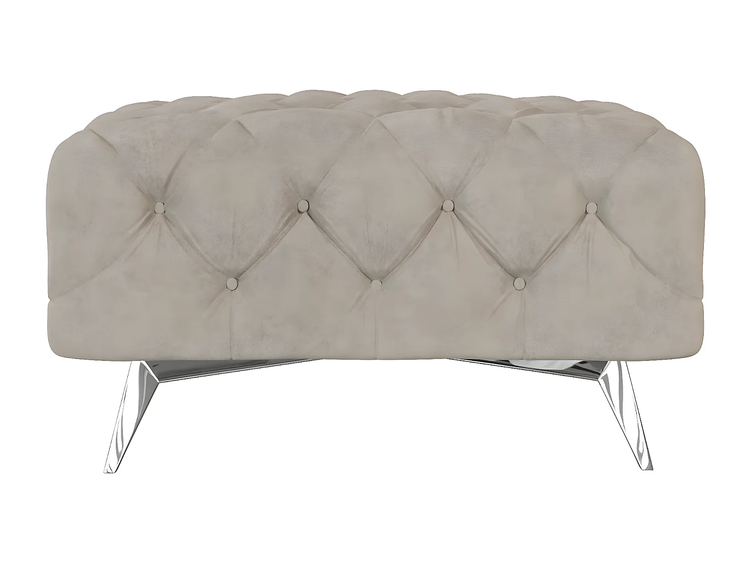 Polsterhocker Celeste mit klassischer Chesterfield-Knopfheftung und Silber Metall Füßen