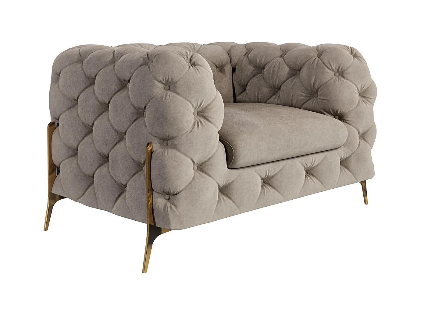 Chesterfield Ulysses Polstergarnitur 3+2+1 mit Goldene Metall Füßen