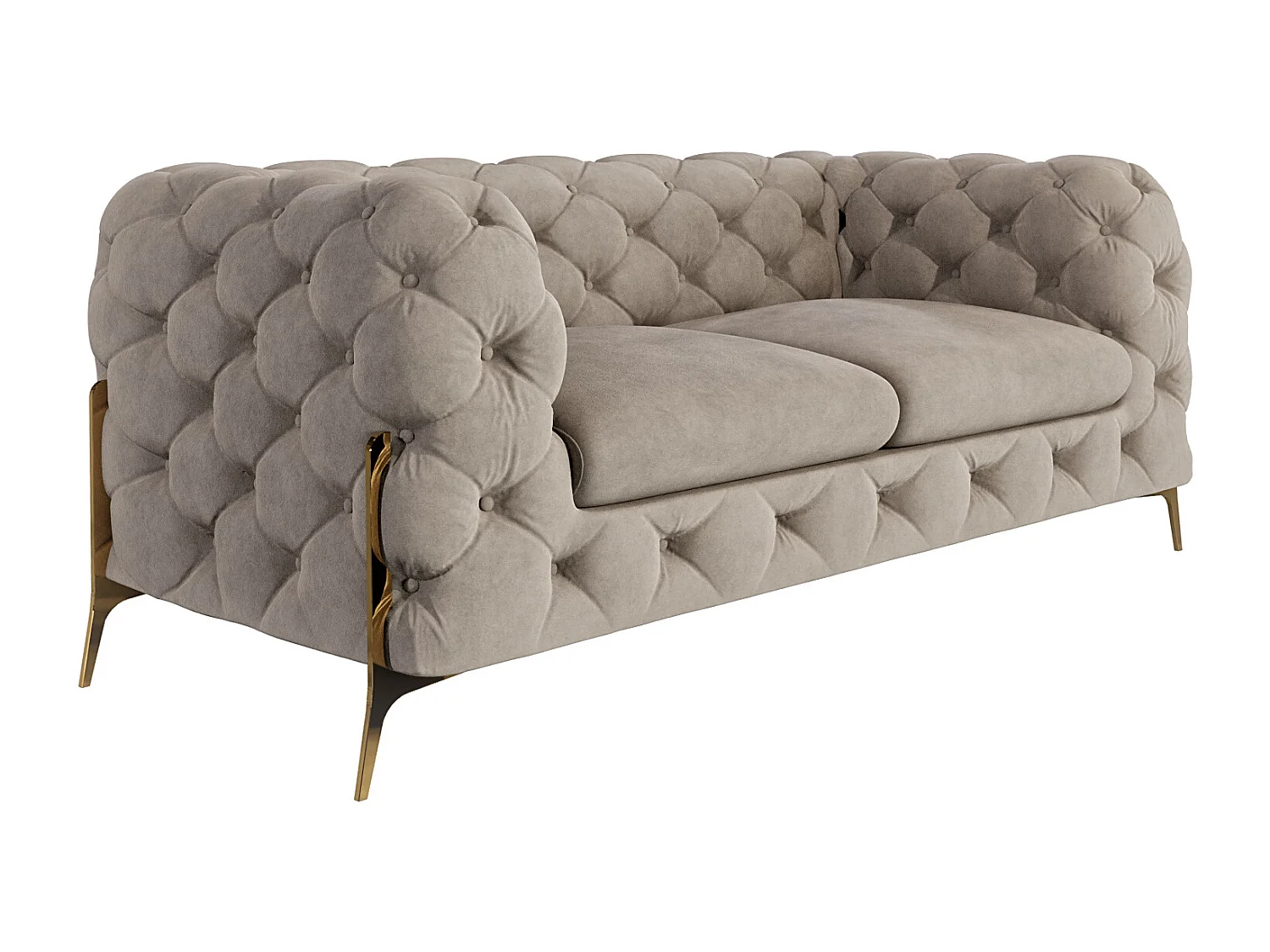 Chesterfield Ulysses Polstergarnitur 3+2+1 mit Goldene Metall Füßen