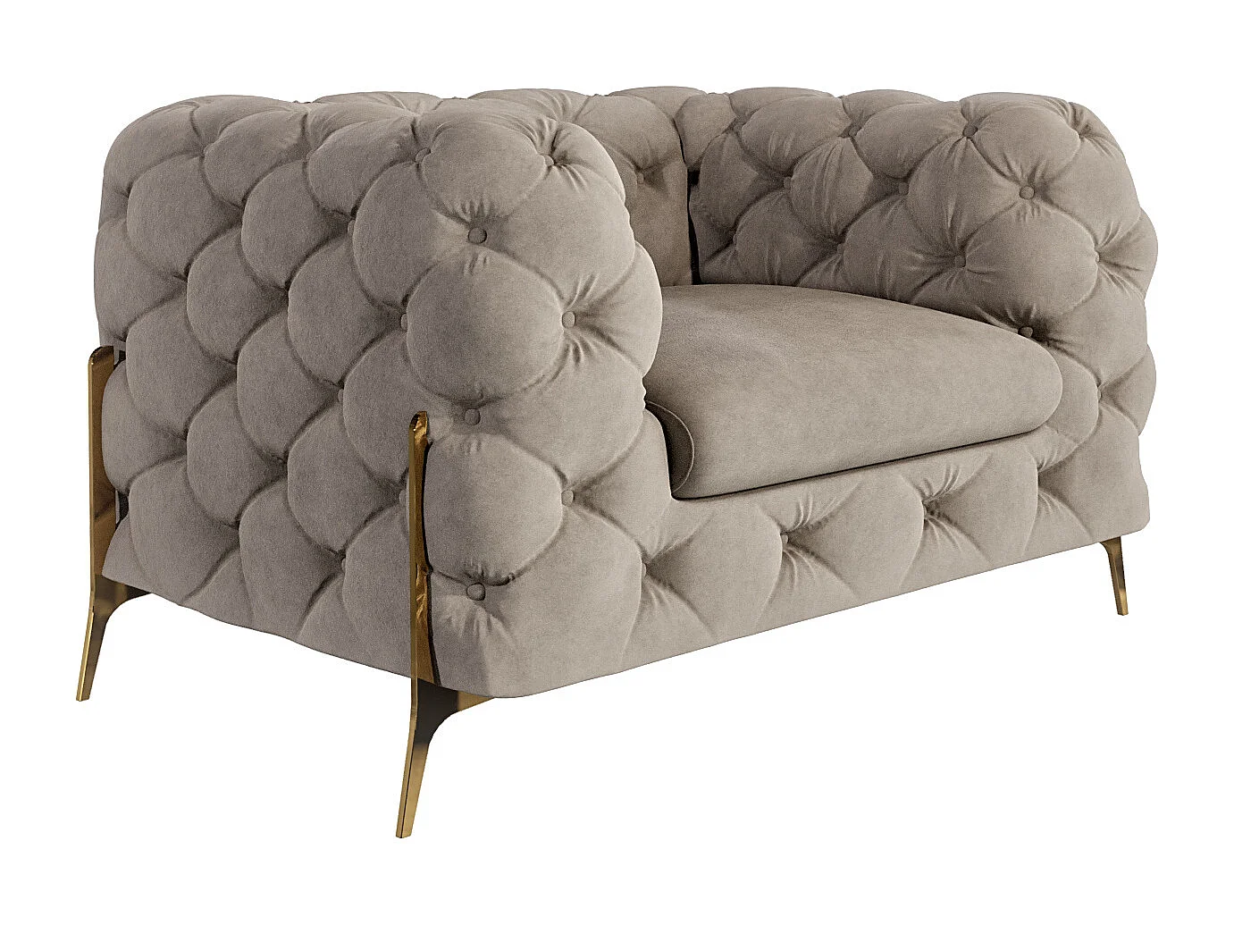 Chesterfield Ulysses Polstergarnitur 3+2+1 mit Goldene Metall Füßen