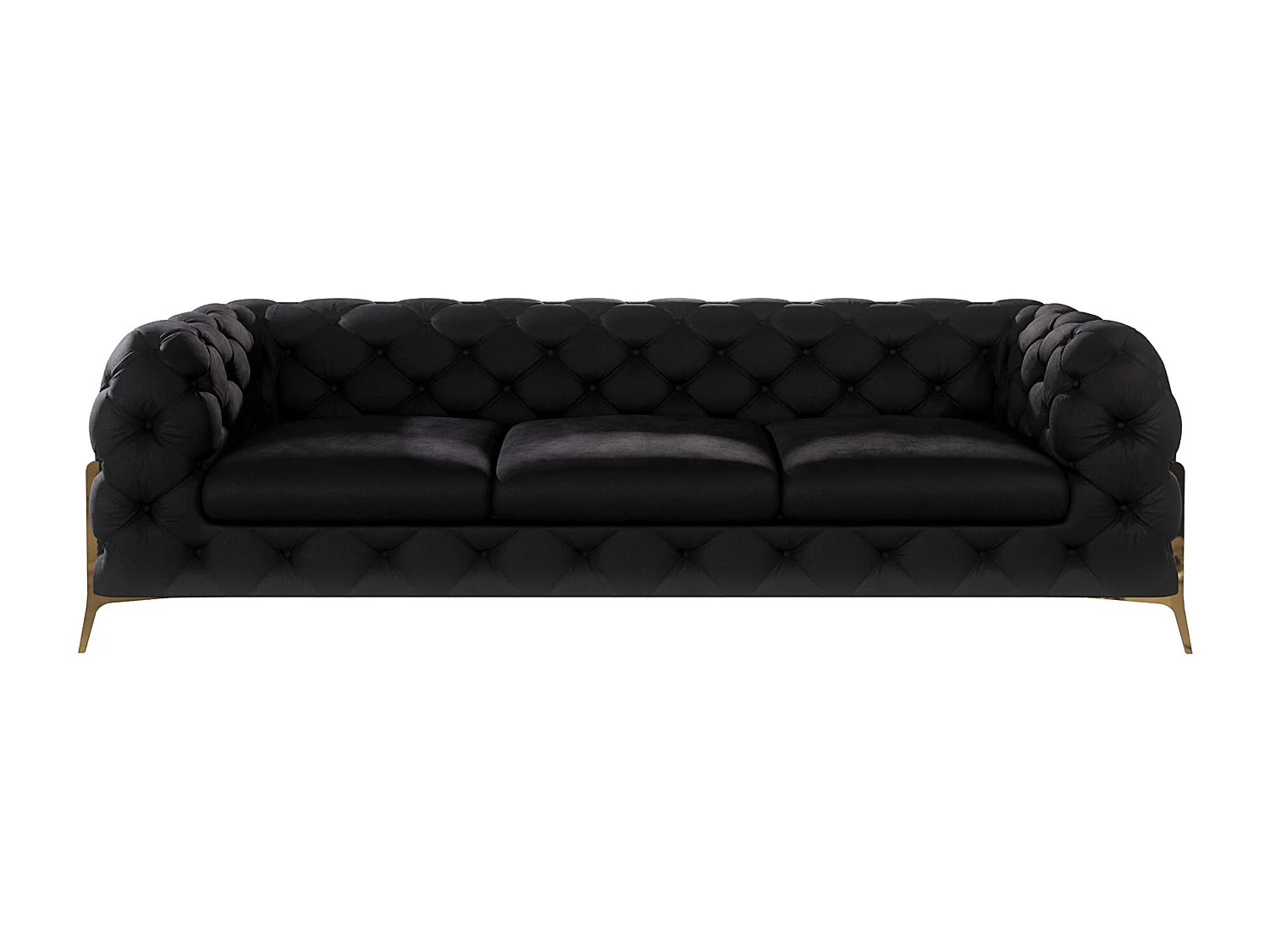 Chesterfield Ulysses Polstergarnitur 3+2+1 mit Goldene Metall Füßen