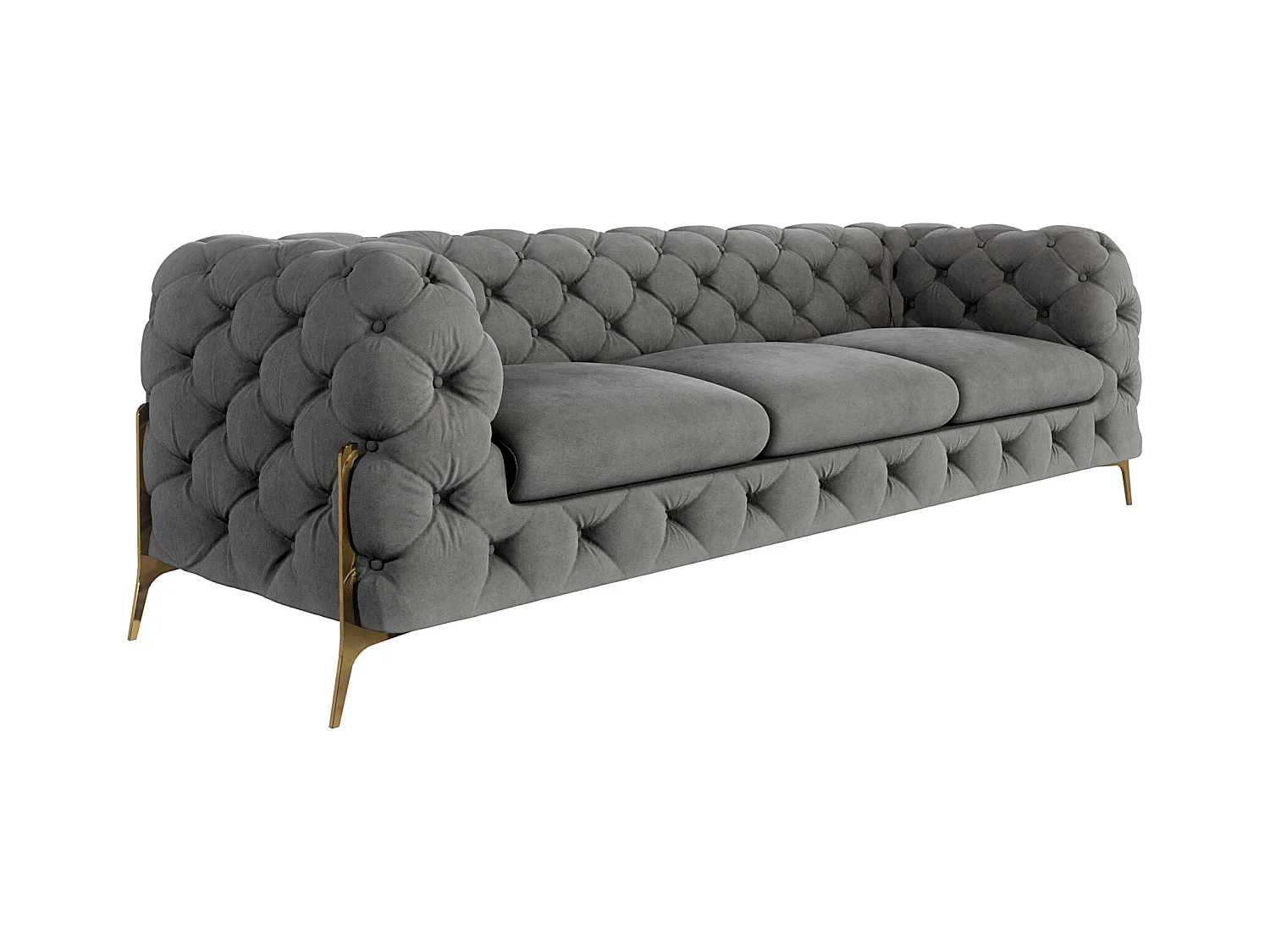 Chesterfield Ulysses Polstergarnitur 3+2+1 mit Goldene Metall Füßen
