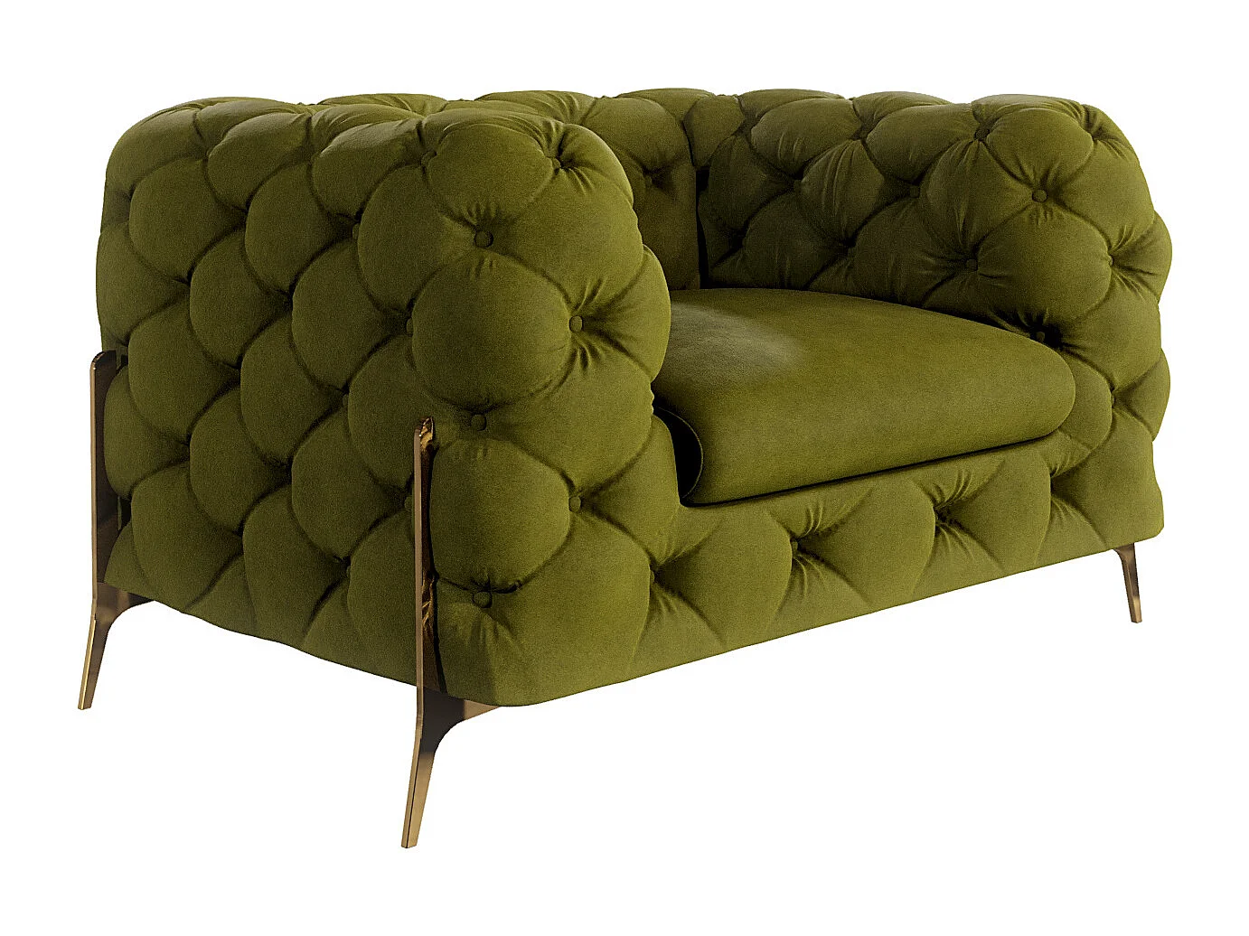 Chesterfield Ulysses Polstergarnitur 3+2+1 mit Goldene Metall Füßen