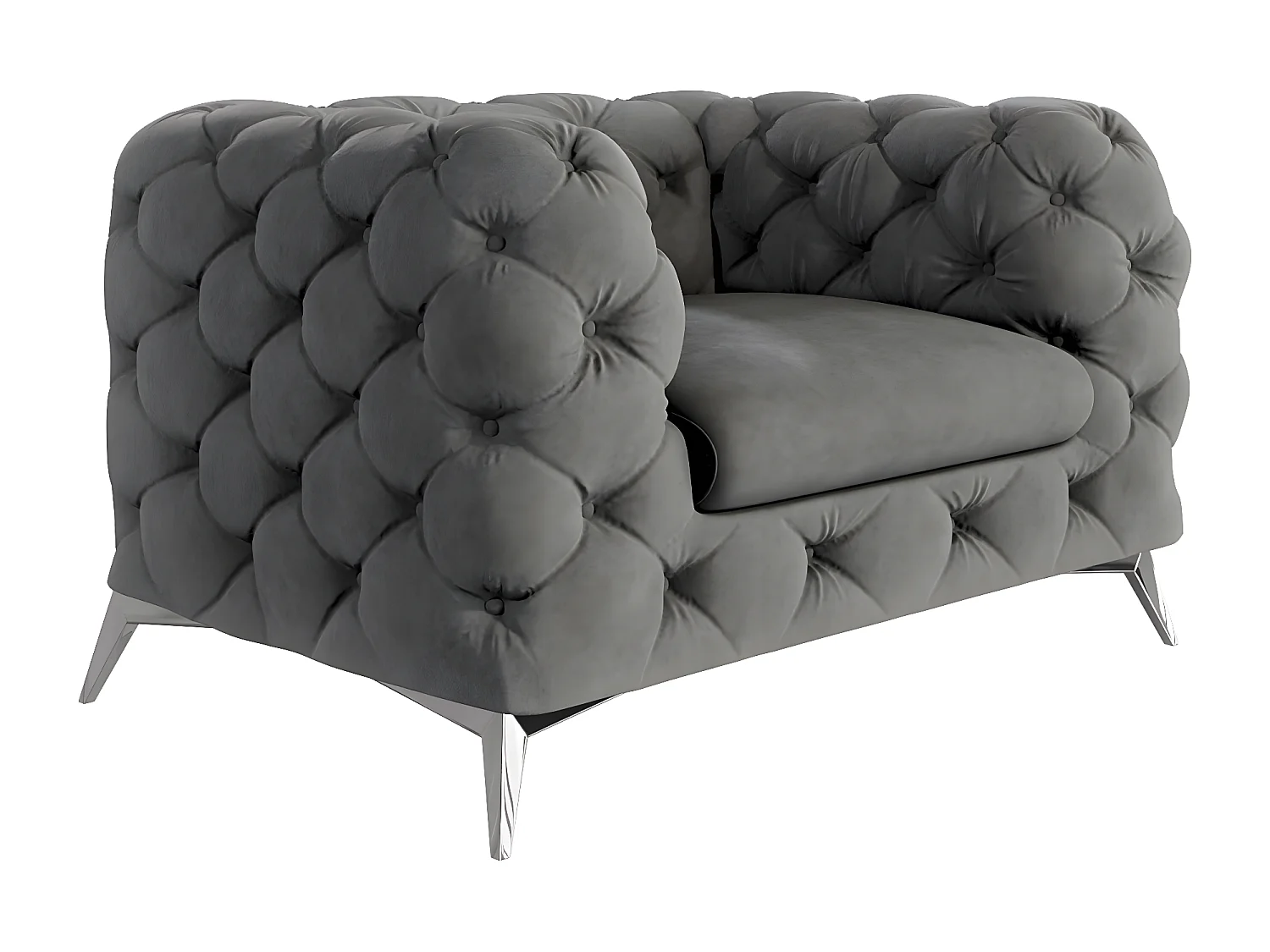 Celeste Chesterfield Sessel mit Silber Metall Füßen