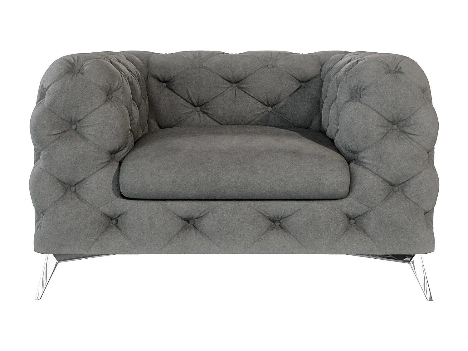 Celeste Chesterfield Sessel mit Silber Metall Füßen