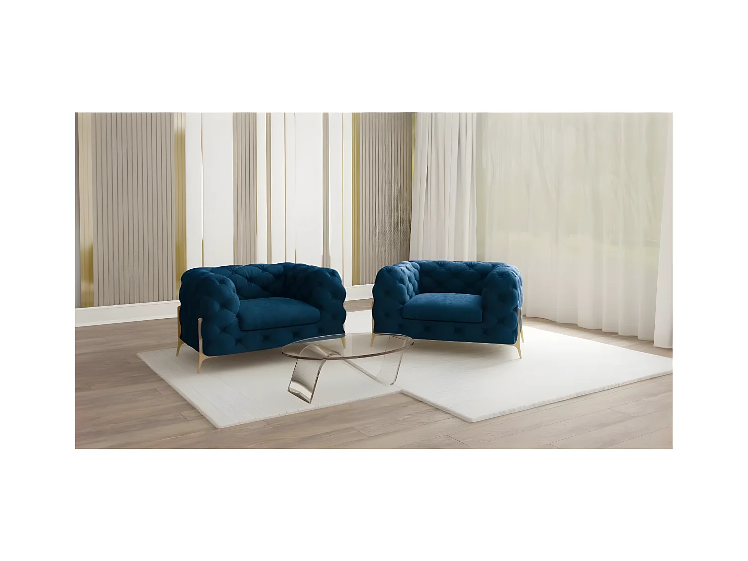 Ulysses Chesterfield Sessel mit Goldene Metall Füßen