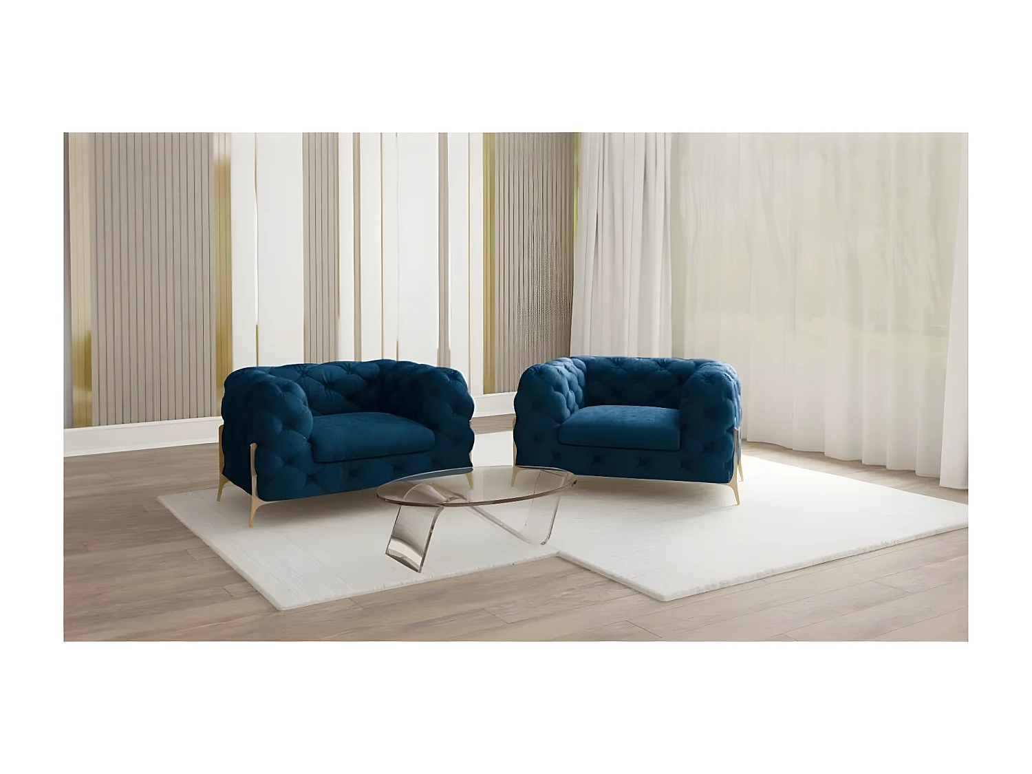 Ulysses Chesterfield Sessel mit Goldene Metall Füßen