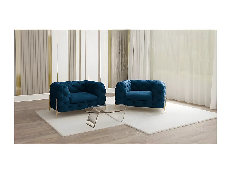 Ulysses Chesterfield Sessel mit Goldene Metall Füßen