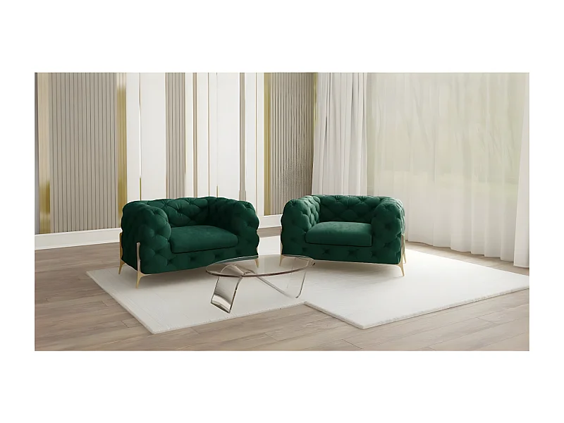 Ulysses Chesterfield Sessel mit Goldene Metall Füßen