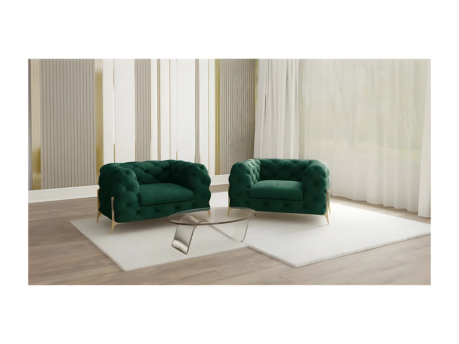 Ulysses Chesterfield Sessel mit Goldene Metall Füßen