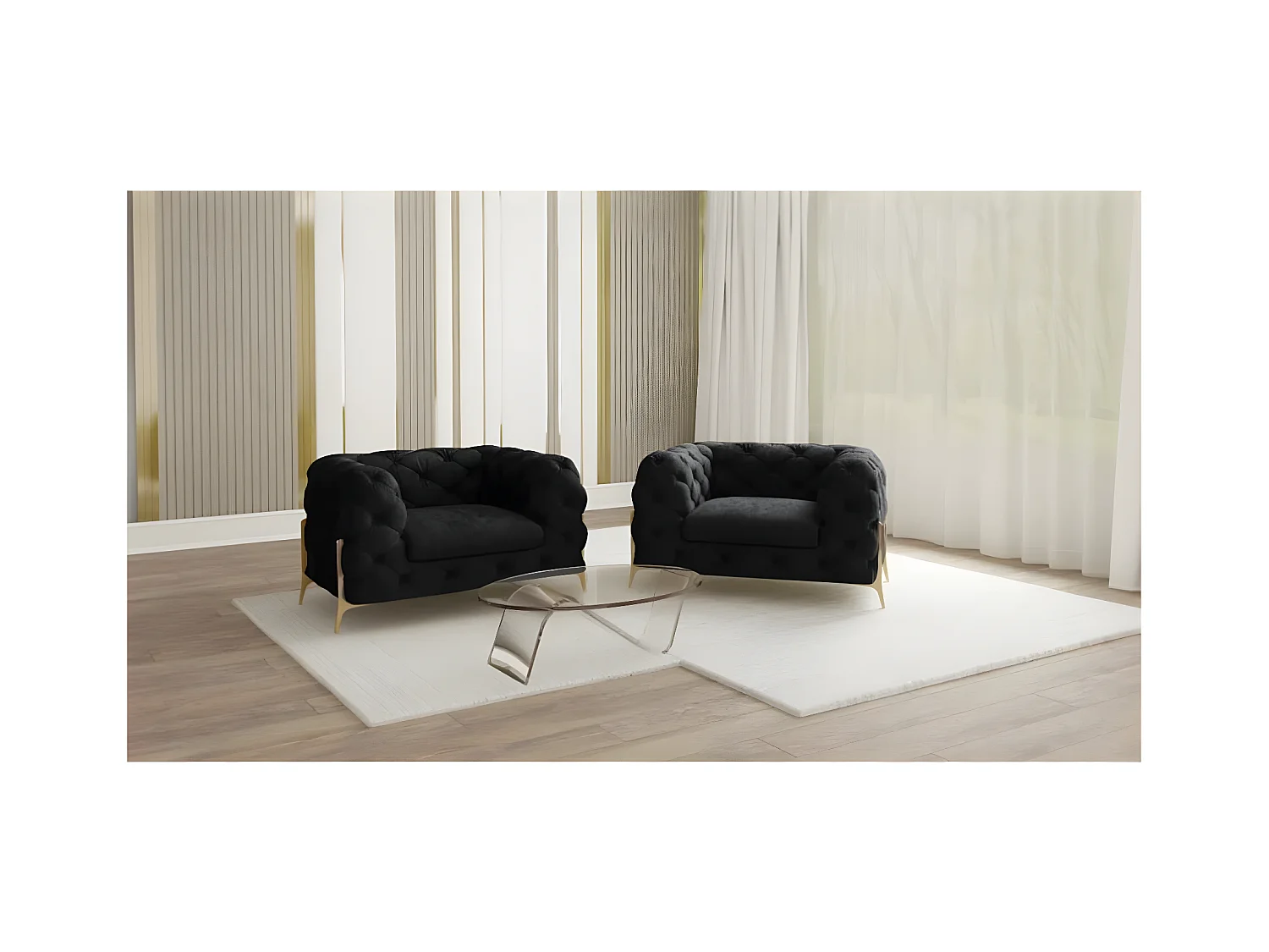 Ulysses Chesterfield Sessel mit Goldene Metall Füßen