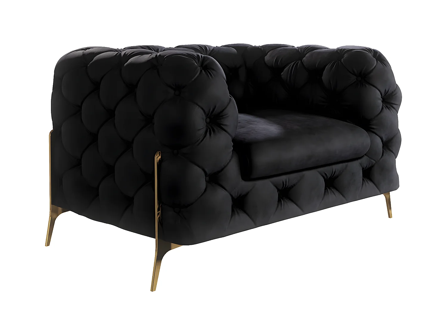 Ulysses Chesterfield Sessel mit Goldene Metall Füßen