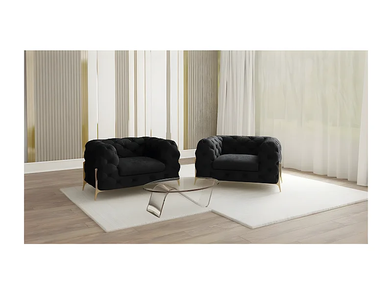 Ulysses Chesterfield Sessel mit Goldene Metall Füßen