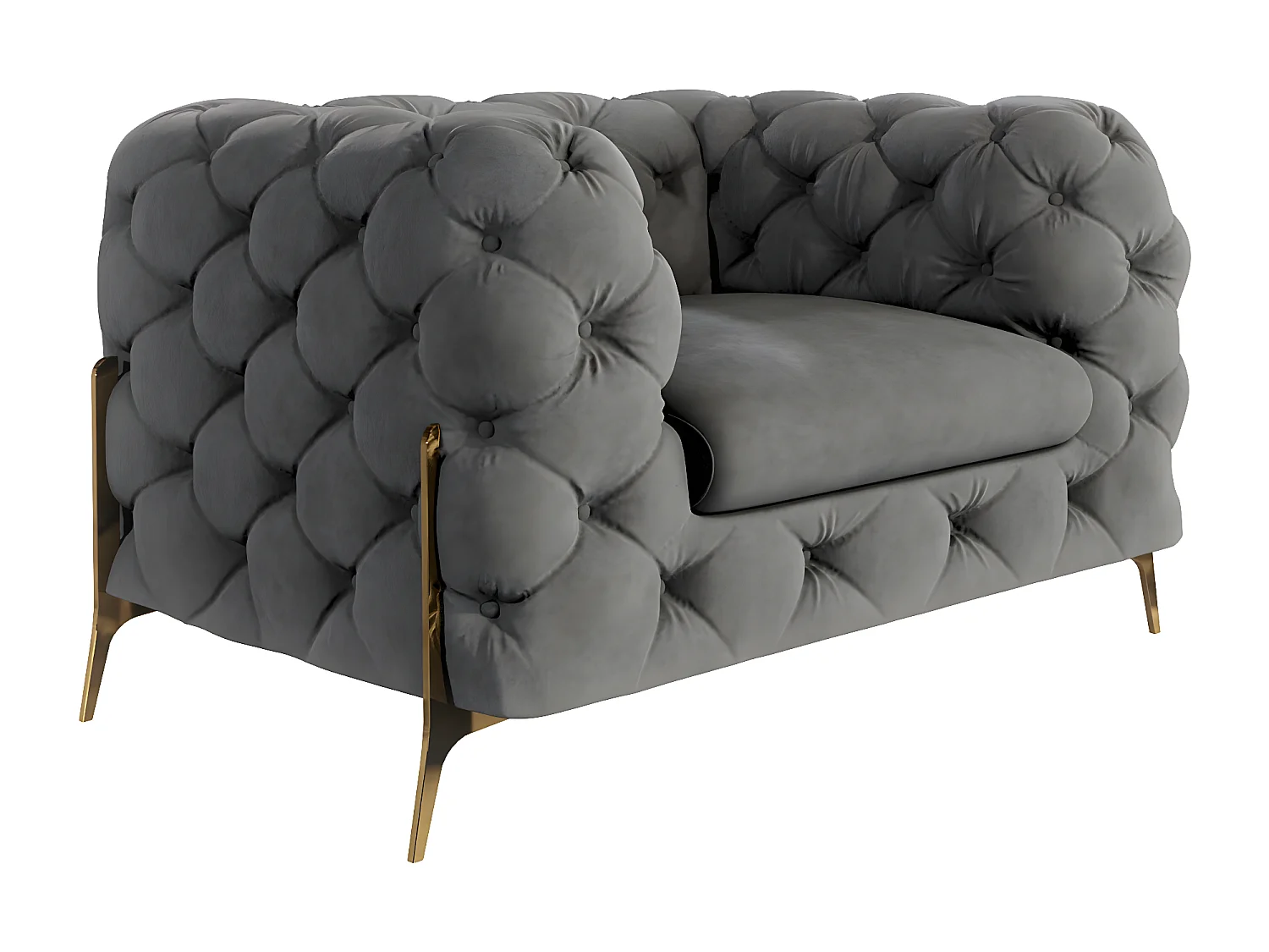 Ulysses Chesterfield Sessel mit Goldene Metall Füßen