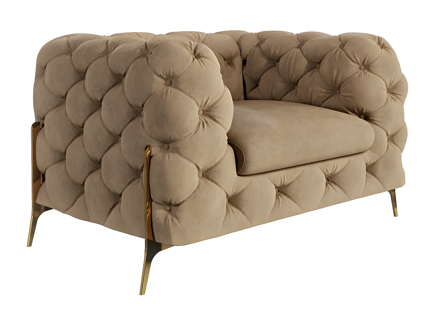 Ulysses Chesterfield Sessel mit Goldene Metall Füßen