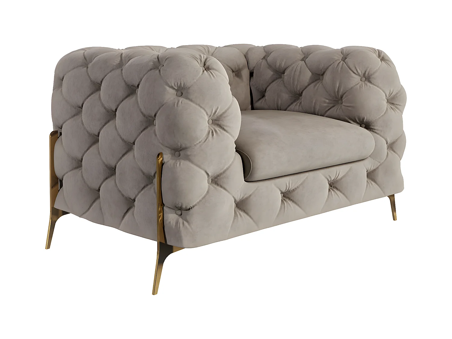 Ulysses Chesterfield Sessel mit Goldene Metall Füßen