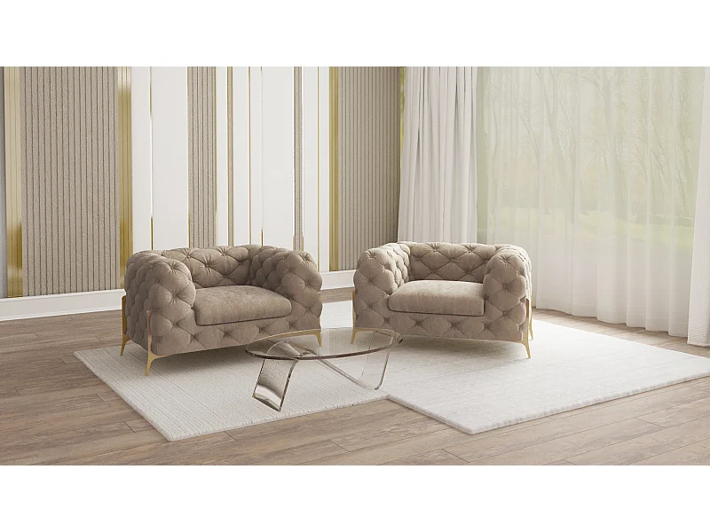 Ulysses Chesterfield Sessel mit Goldene Metall Füßen