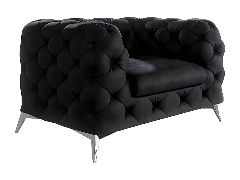 Celeste Chesterfield Sessel mit Silber Metall Füßen